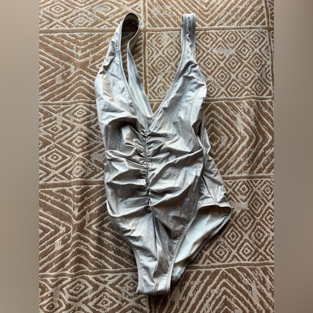 Solid and Striped NWT Silver/Gold small Lucia one piece swimsuit